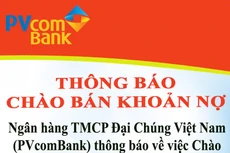 Ngân hàng TMCP Đại Chúng Việt Nam thông báo chào bán khoản nợ
