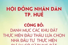 Danh mục các khu đất thực hiện đấu thầu lựa chọn nhà đầu tư thực hiện dự án đầu tư có sử dụng đất trên địa bàn TP. Huế