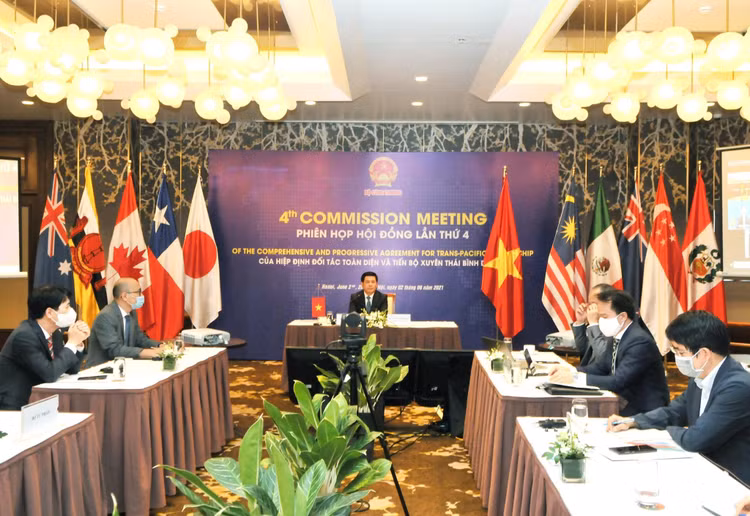 Bộ trưởng Bộ Công Thương Nguyễn Hồng Diên cùng đoàn Việt Nam tham dự Phiên họp sáng ngày 2/6/2021 (ảnh: MK)