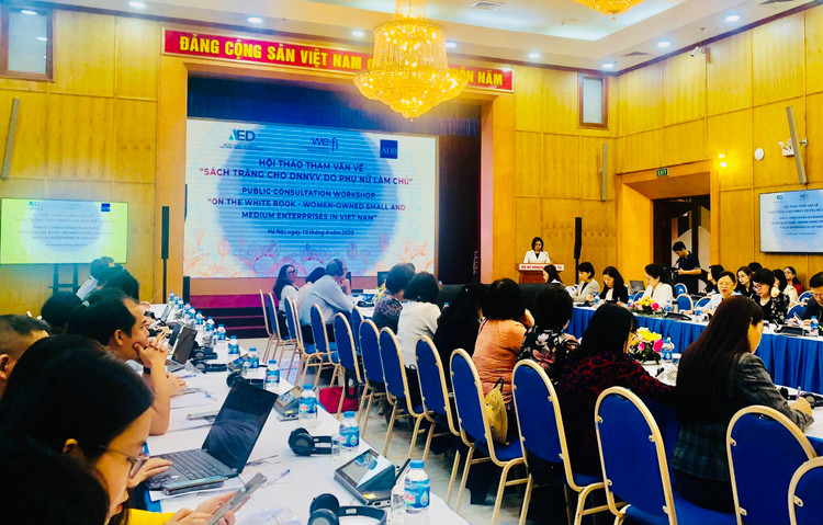 Bà Trịnh Thị Hương, Phó Cục trưởng Cục Phát triển doanh nghiệp thuộc Bộ Kế hoạch và Đầu tư phát biểu khai mạc Hội thảo tham vấn về Sách Trắng cho doanh nghiệp nhỏ và vừa do phụ nữ làm chủ ngày 10/4, tại Trụ sở Bộ Kế hoạch và Đầu tư