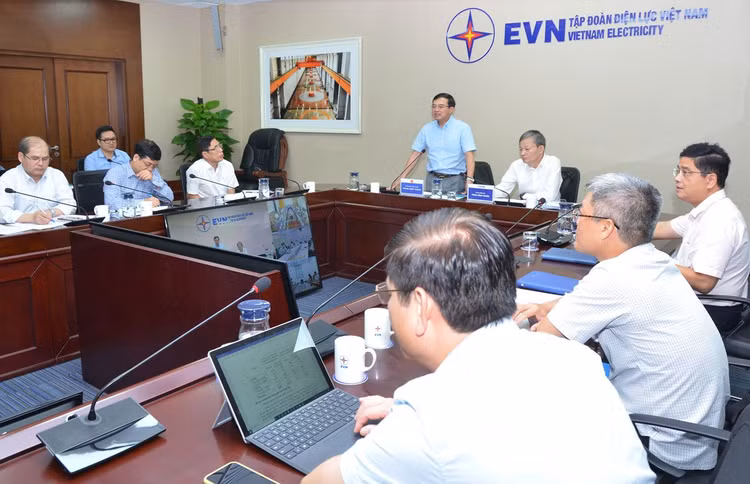 Thứ trưởng Bộ Công Thương Hoàng Quốc Vượng phát biểu chỉ đạo tại cuộc họp (ảnh: EVN)