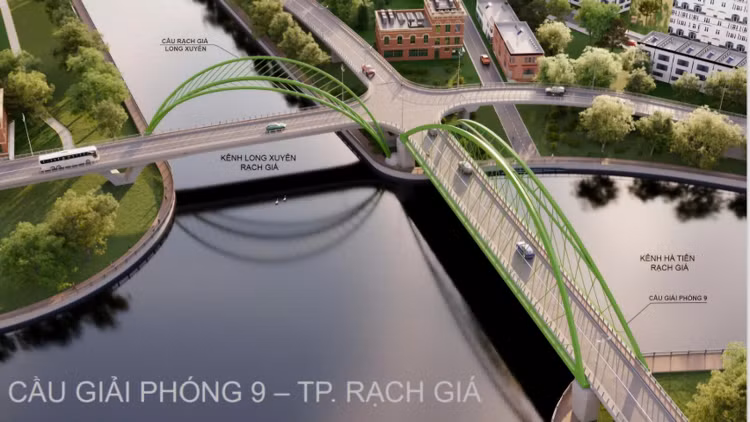 Cầu Giải Phóng 9 có tổng mức đầu tư 870 tỷ đồng sẽ được khởi công vào sáng ngày 19/4 để chào mừng 50 năm Ngày Giải phóng miền Nam, thống nhất đất nước. Ảnh: Chủ đầu tư cung cấp