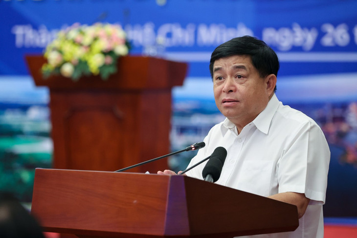 Bộ trưởng Bộ Kế hoạch và Đầu tư Nguyễn Chí Dũng phát biểu tại Hội nghị. Ảnh: Bộ KH&amp;ĐT