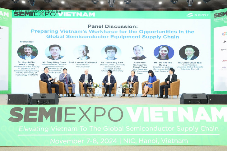 Các đại biểu đến từ các Viện, trường, doanh nghiệp bán dẫn tham gia thảo luận tại Diễn đàn