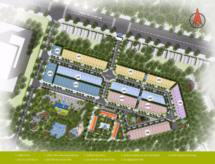 Dự án Symbio Garden được quảng bá có quy mô khu đất 34.737,7 m2, gồm 43 căn shop house, 94 căn nhà phố với diện tích 90 - 191 m2/căn