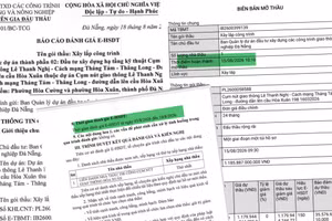 Báo cáo đánh giá HSDT của Tổ chuyên gia cho thấy “Thời gian đánh giá HSDT từ ngày 03/8/2026 đến 10/8/2026”. Tuy nhiên, cũng chính báo cáo này, tại phần thông tin mở thầu, xác định thời điểm hoàn thành mở thầu là 10 giờ 10 phút ngày 15/8/2026. Ảnh chụp hồ sơ: Ngọc Tuấn