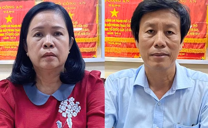 Bị can Cao Minh Chu, nguyên Giám đốc Sở Y tế Cần Thơ và Bùi Thị Lệ Phi, nguyên giám đốc Sở Y tế Cần Thơ đã bị khởi tố vì có sai phạm trong đấu thầu. Ảnh: Cơ quan điều tra cung cấp