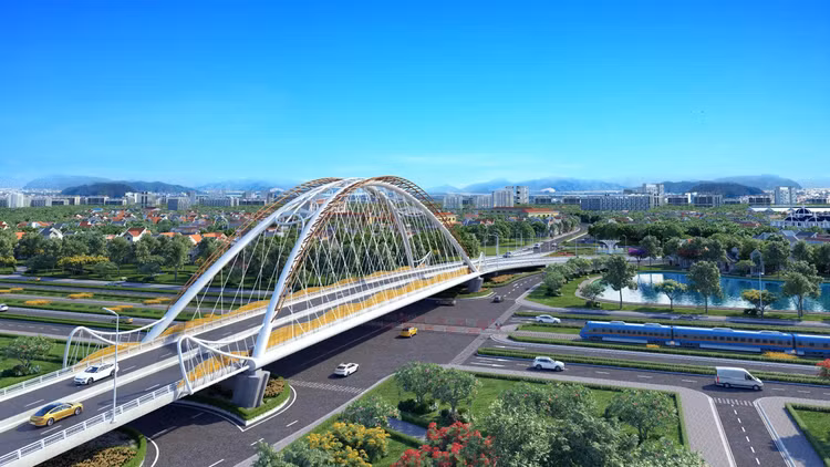 Phối cảnh Dự án Xây dựng nút giao khác mức giữa đường Kim Ngọc và tuyến đường sắt Hà Nội - Lào Cai.