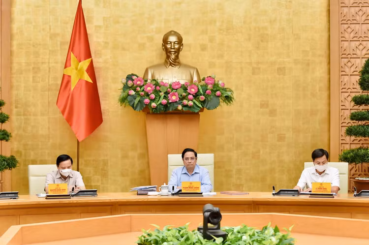 Thủ tướng Phạm Minh Chính, Trưởng Ban Chỉ đạo quốc gia phòng chống dịch COVID-19 chủ trì cuộc họp trực tuyến toàn quốc của Ban Chỉ đạo với các địa phương. Ảnh: VGP