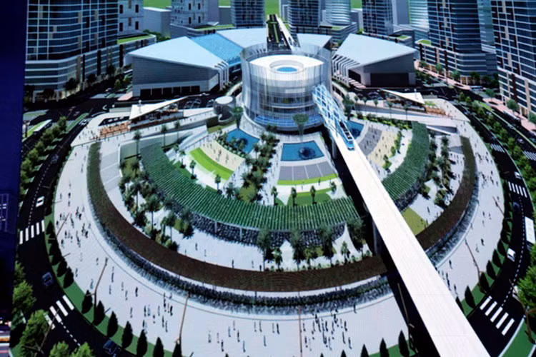Phối cảnh nhà ga metro dự kiến được xây ở Trung tâm thương mại dịch vụ vòng xoay A1 tại Thành phố mới Bình Dương, kết nối tuyến metro đến Suối Tiên, TP.HCM.