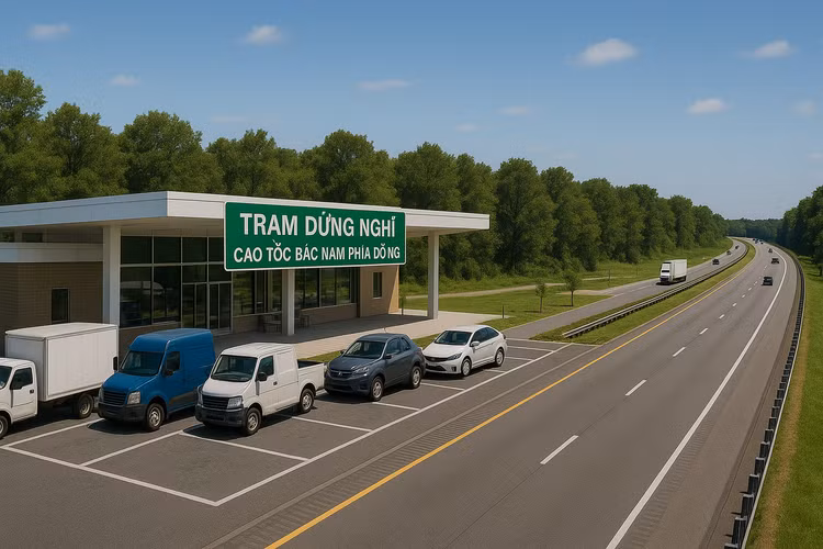 Trên tuyến cao tốc Bắc - Nam phía Đông đến nay đã có 10 trạm dừng nghỉ/trạm tạm, đang triển khai xây dựng 21 trạm. Ảnh: TL