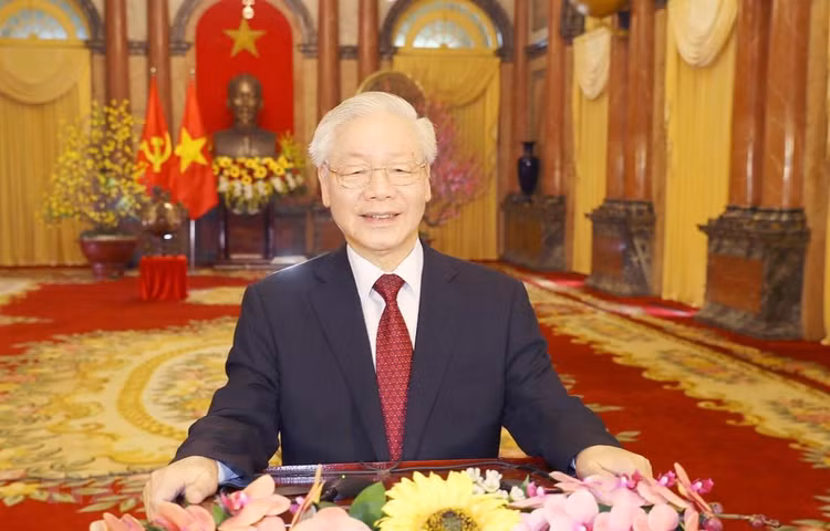Tổng Bí thư, Chủ tịch nước Nguyễn Phú Trọngchúc Xuân mới Tân Sửu 2021. Ảnh: TTXVN