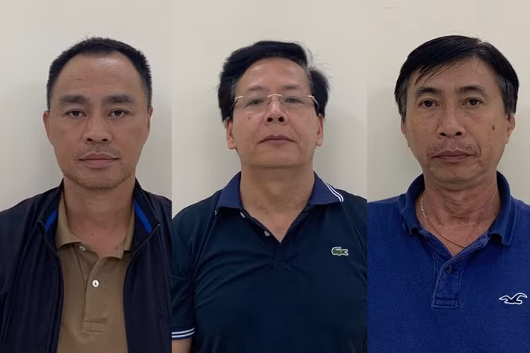 Ba bị can Khanh, Quân, Ngọc (từ trái qua phải). Ảnh: Bộ Công an