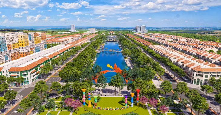 Dòng chảy văn hóa dọc theo trục đại lộ lễ hội trải dài 1.5 km. Ảnh phối cảnh minh họa Sun Property