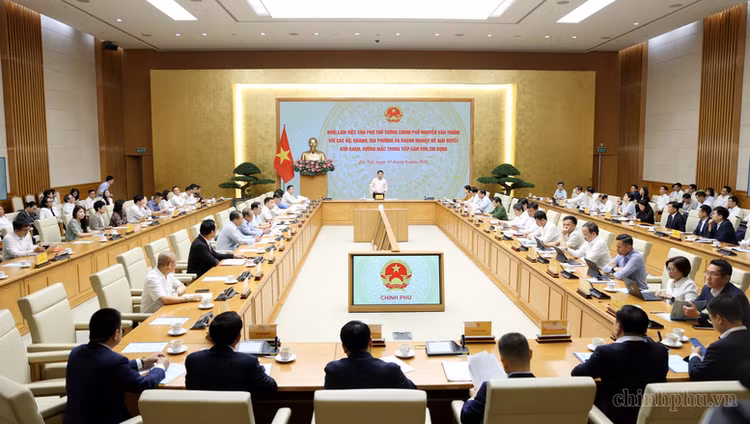 Phó Thủ tướng Nguyễn Văn Thắng chủ trì cuộc làm việc - Ảnh: chinhphu.vn/Đức Tuân