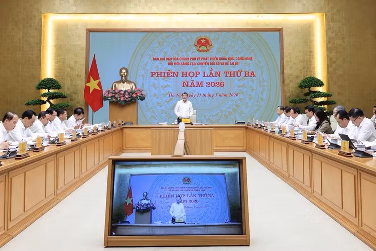 Thủ tướng Chính phủ Lê Minh Hưng, Trưởng Ban Chỉ đạo của Chính phủ về phát triển khoa học công nghệ, đổi mới sáng tạo, chuyển đổi số và Đề án 06, chủ trì Phiên họp lần thứ ba năm 2026 của Ban Chỉ đạo - Ảnh: VGP/Nhật Bắc