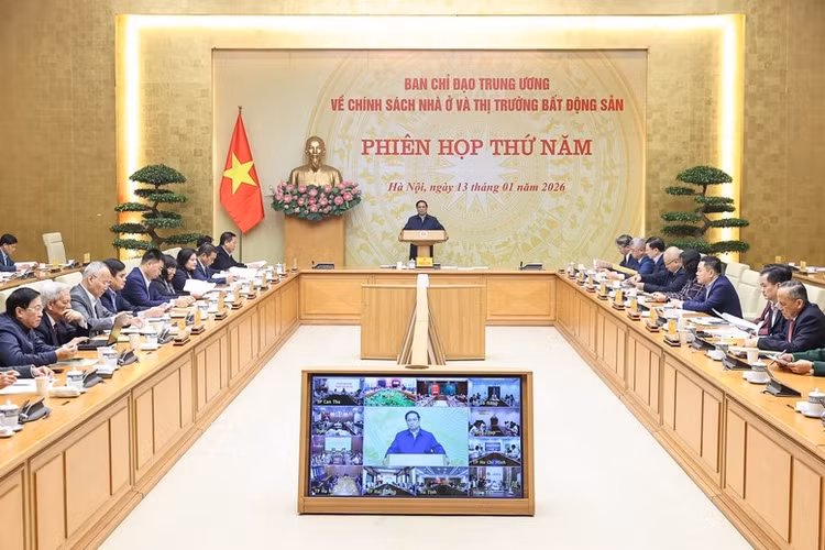 Thủ tướng Chính phủ Phạm Minh Chính, Trưởng Ban Chỉ đạo Trung ương về chính sách nhà ở và thị trường bất động sản chủ trì Phiên họp thứ 5 của Ban Chỉ đạo - Ảnh: VGP/Nhật Bắc