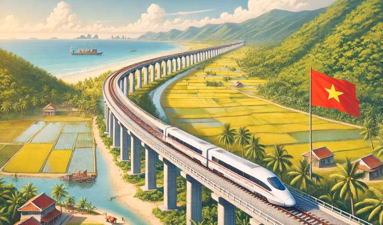Dự án Đường sắt tốc độ cao trên trục Bắc - Nam được thực hiện theo hình thức đầu tư công với tổng mức đầu tư sơ bộ hơn 1,7 triệu tỷ đồng. Ảnh minh họa: AI